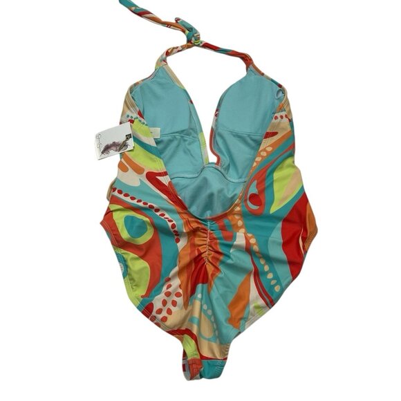 Jessica Simpson Swimsuit Womens M Colorful Retro Abstract One Piece Beach Boho - Picture 2 of 5